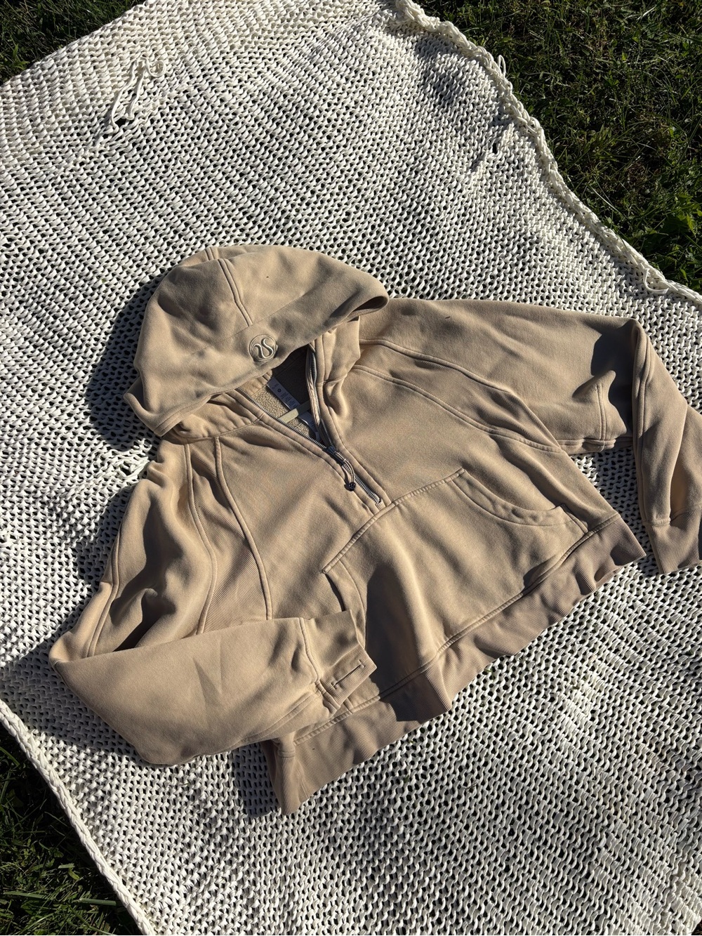 Lululemon Tan Scuba Half Zip Hoodie- Size XL/XXL